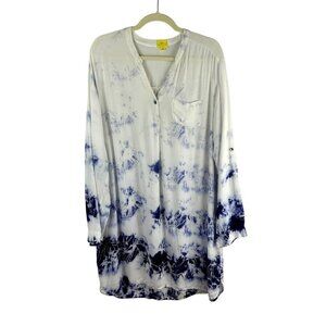 Roberta Roller Rabbit Shirt Dress Women M / L White Purple Tie Dye Beach Cotton